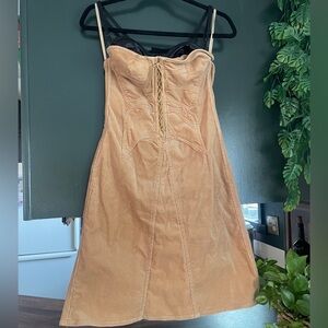 Vintage Y2K lace up corset dress corduroy Moda International size 6